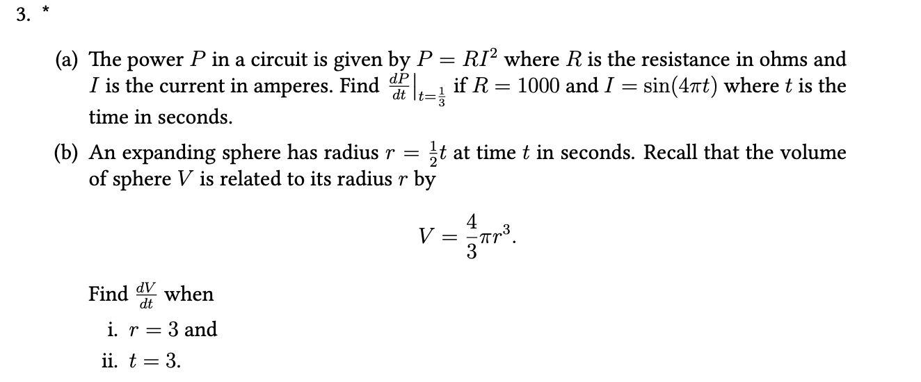 Solved (a) ﻿The power P ﻿in a circuit is given by P=RI2 | Chegg.com