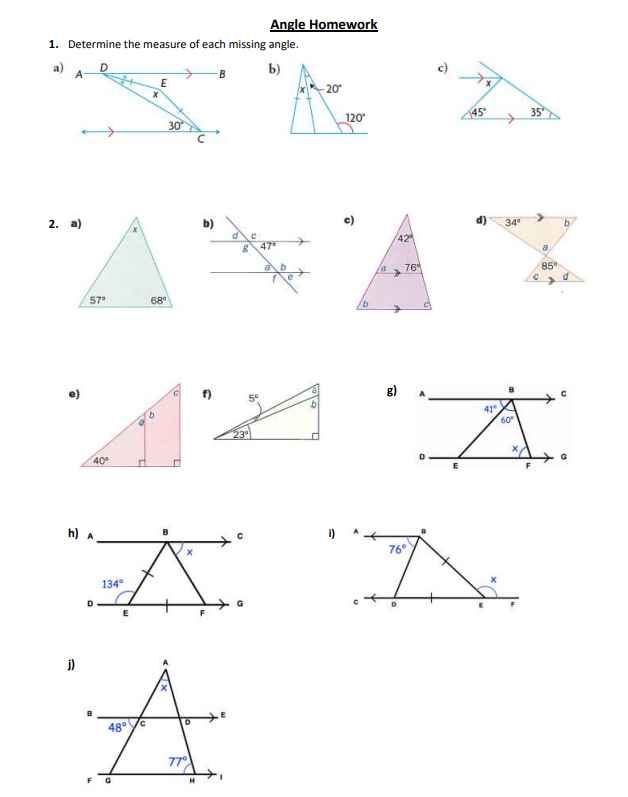 Solved Angle HomeworkDetermine The Measure Of Each Missing | Chegg.com