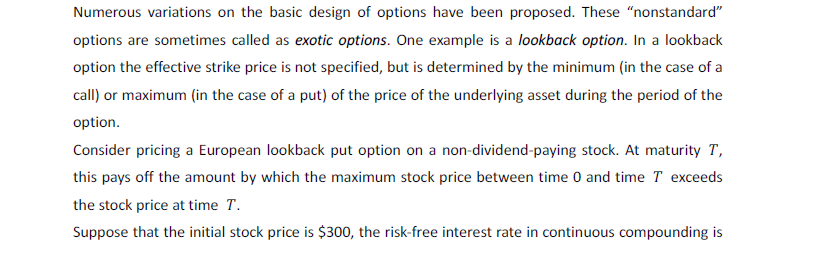 Numerous variations on the basic design of options | Chegg.com