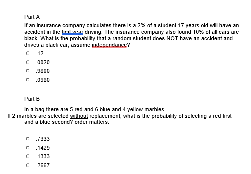 Solved Part A If an insurance company calculates there is a | Chegg.com