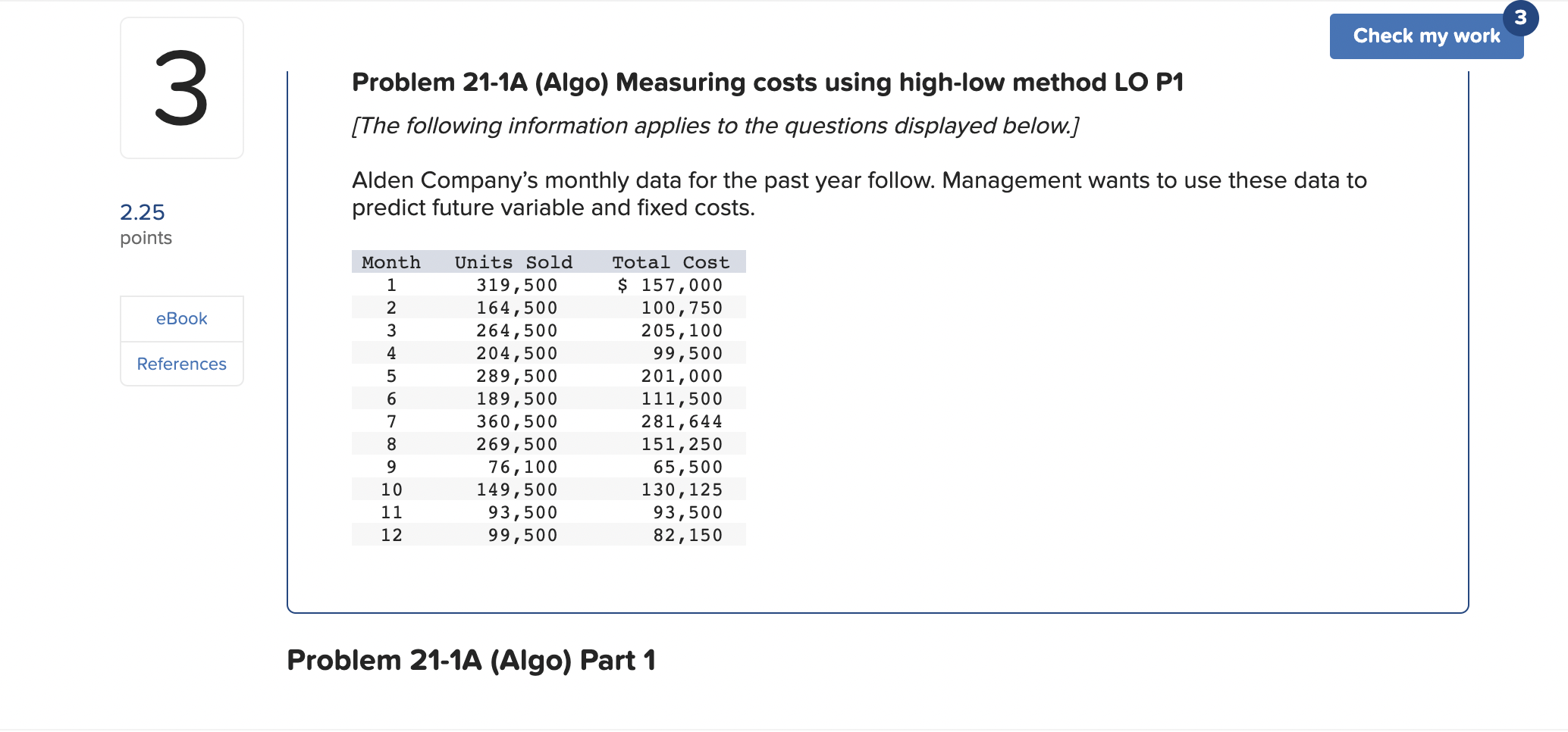 Solved 3 Check my work 3 Problem 21-1A (Algo) Measuring | Chegg.com