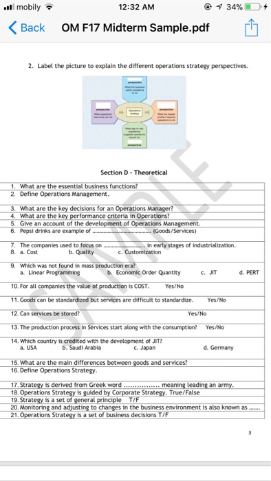 Solved: TECHNOLOGY AND OPERATIONS MANAGEMENT Midterm Exam ... | Chegg.com