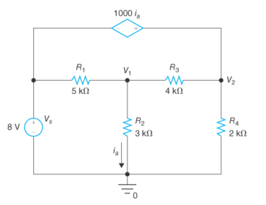 Solved Find V1 and V2 in the circuit using KCL nodal | Chegg.com