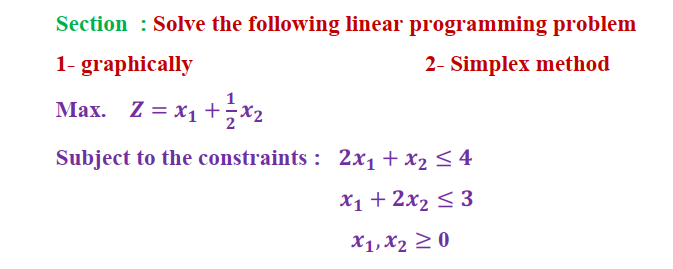 Solved Section : Solve the following linear programming | Chegg.com