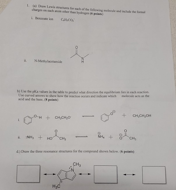 Solved 1. (a) Draw Lewis structures for each of the | Chegg.com