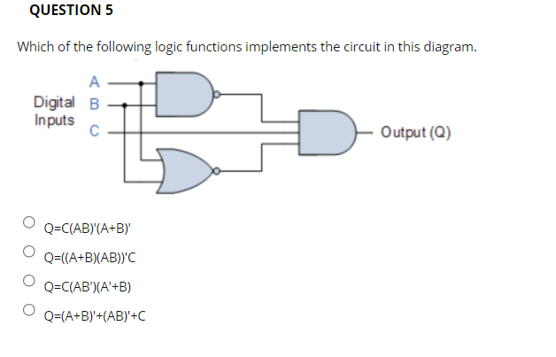 Solved QUESTION 5 Which Of The Following Logic Functions | Chegg.com