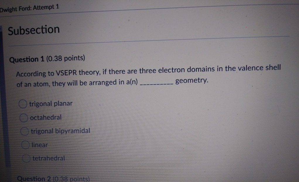 Solved Dwight Ford Attempt 1 Subsection Question 1 (0.38