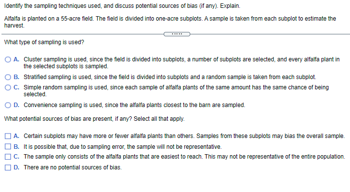 Solved Identify the sampling techniques used, and discuss | Chegg.com