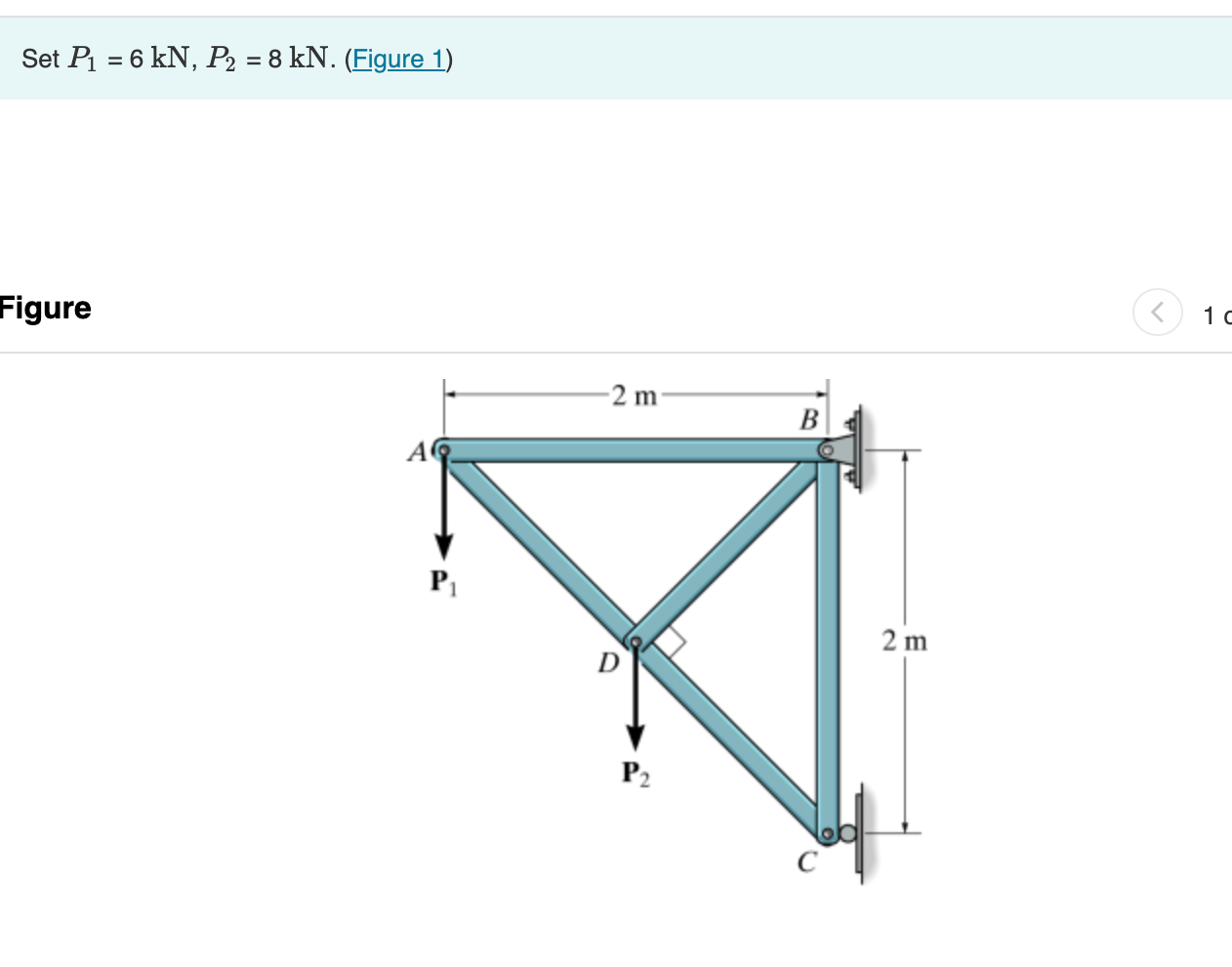 Solved Set P1=6kN,P2=8kN. (Figure 1) FigureDetermine the | Chegg.com