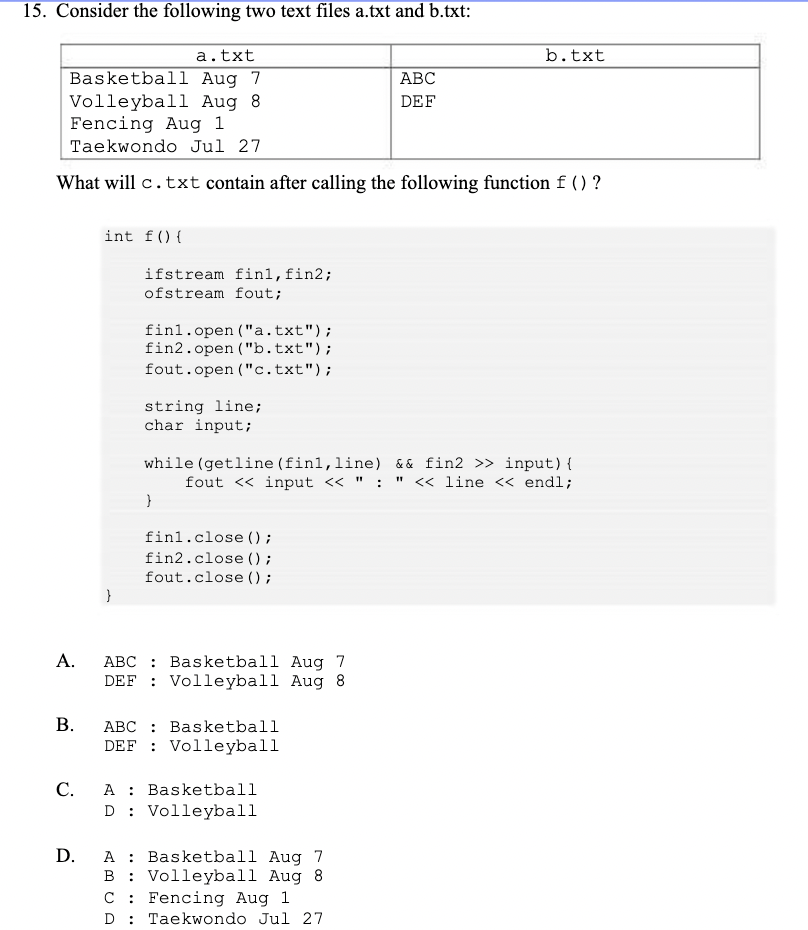 Solved What will c. txt contain after calling the following | Chegg.com