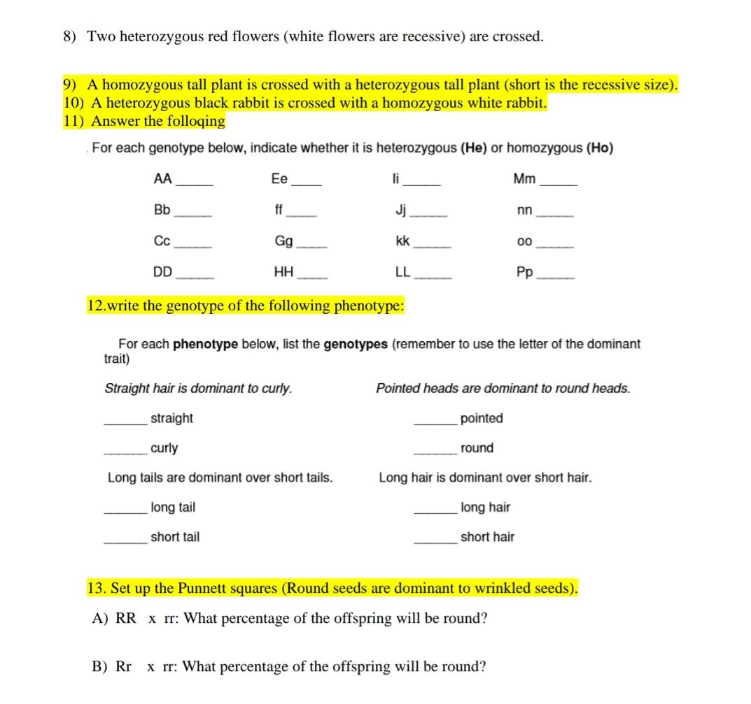 Solved Example 1) A green pea plant (GG) is being crossed