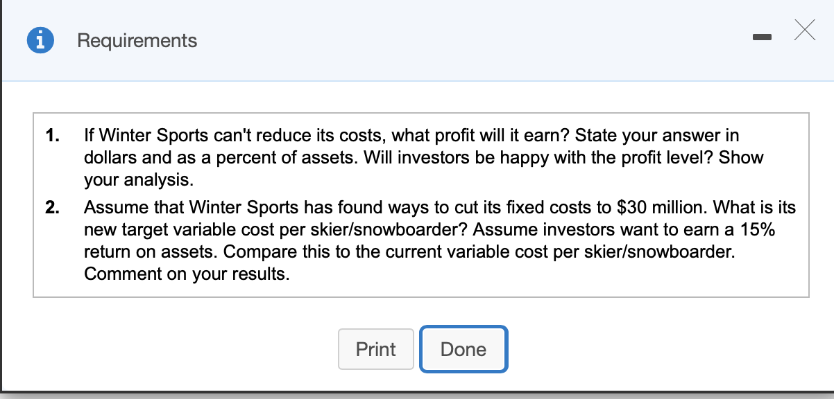 Solved Winter Sports Inc. operates a Rocky Mountain ski