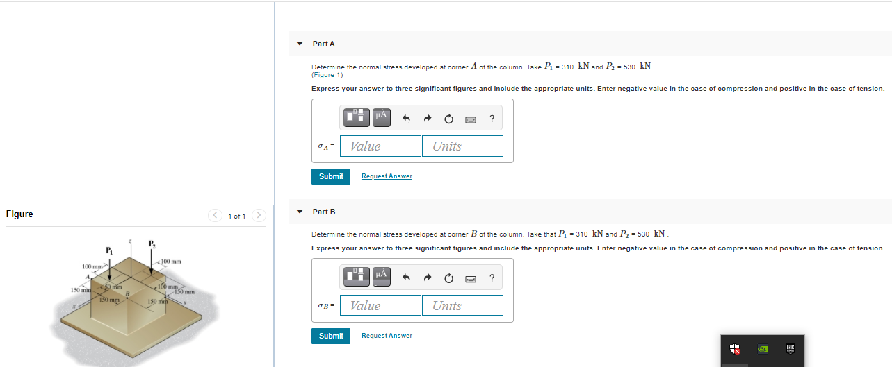 Solved Part A Determine the normal stress developed at | Chegg.com