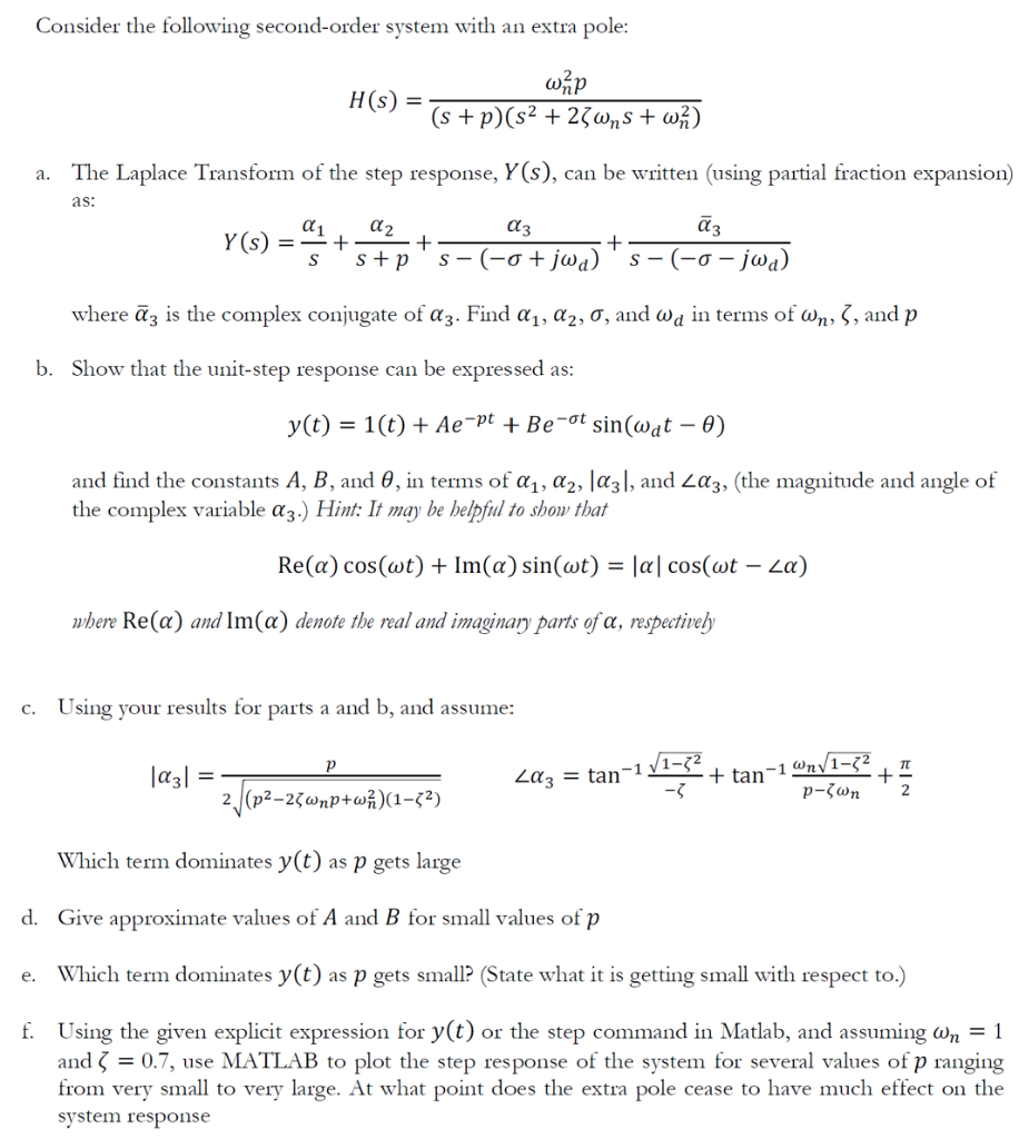 Consider the following second-order system with an | Chegg.com