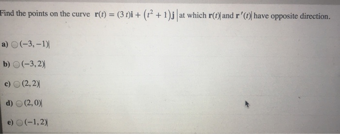 Solved Find the points on the curve r(t) = (3 t)i + (t^2 + | Chegg.com