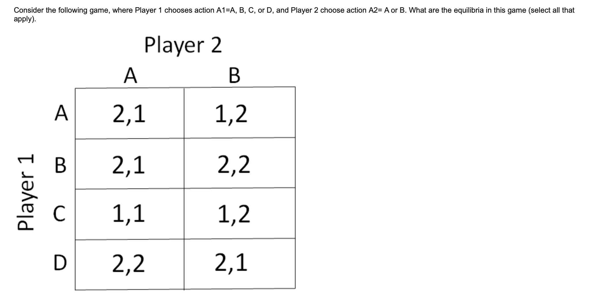 Solved Consider The Following Game, Where Player 1 Chooses | Chegg.com