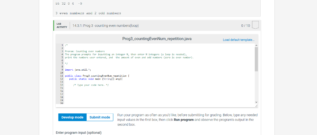 Solved 55 32 09 3 even numbers and 2 odd umber LAB 14.3.1: | Chegg.com