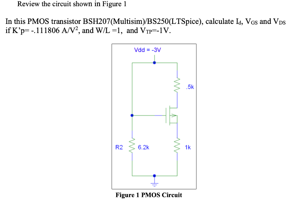 Solved Review the circuit shown in Figure 1 In this PMOS | Chegg.com