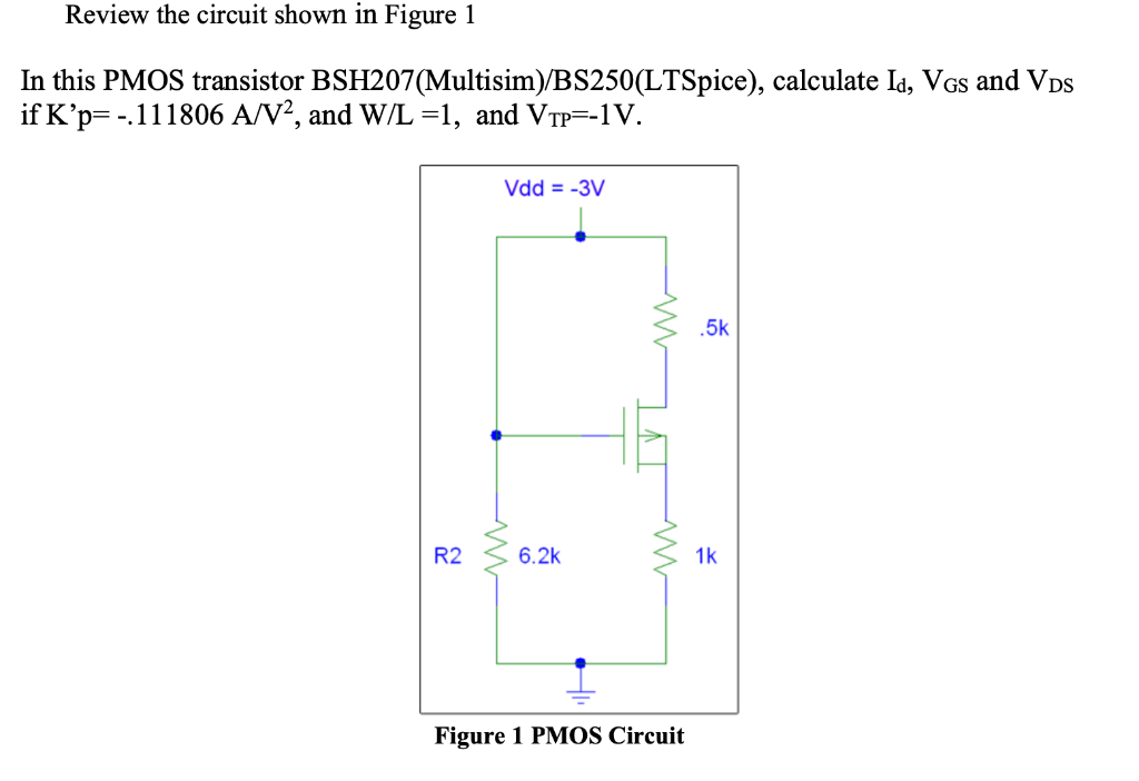 Solved Review The Circuit Shown In Figure 1 In This PMOS | Chegg.com