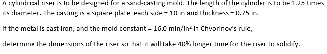 Solved A cylindrical riser is to be designed for a | Chegg.com