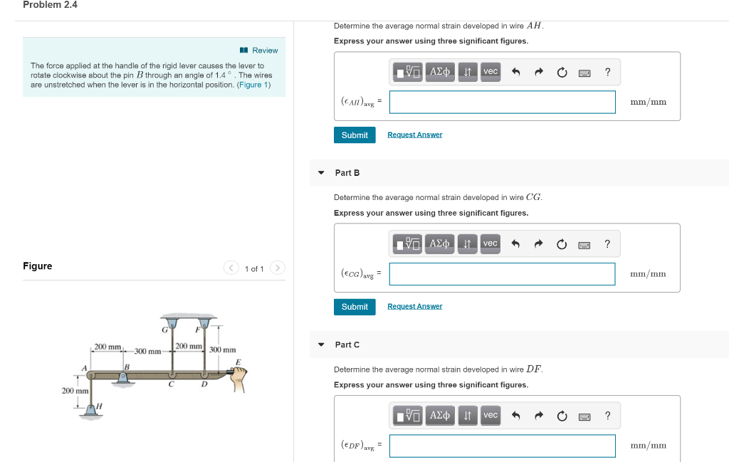 Solved Problem 2.4 Determine the average normal strain | Chegg.com