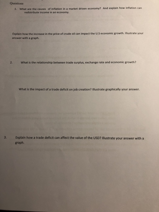 Solved Questions 1. What are the causes of inflation in a | Chegg.com