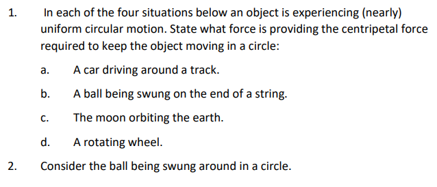 Solved 1. A. In Each Of The Four Situations Below An Object 