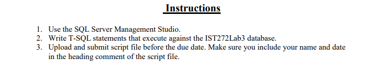 Solved Instructions 1. Use the SQL Server Management Studio. | Chegg.com
