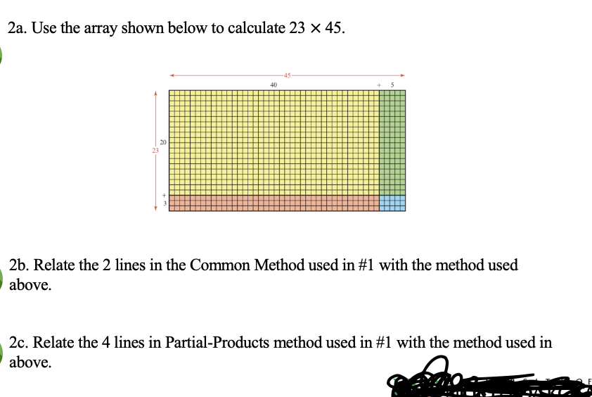 2a. Use the array shown below to calculate 23 x 45. | Chegg.com