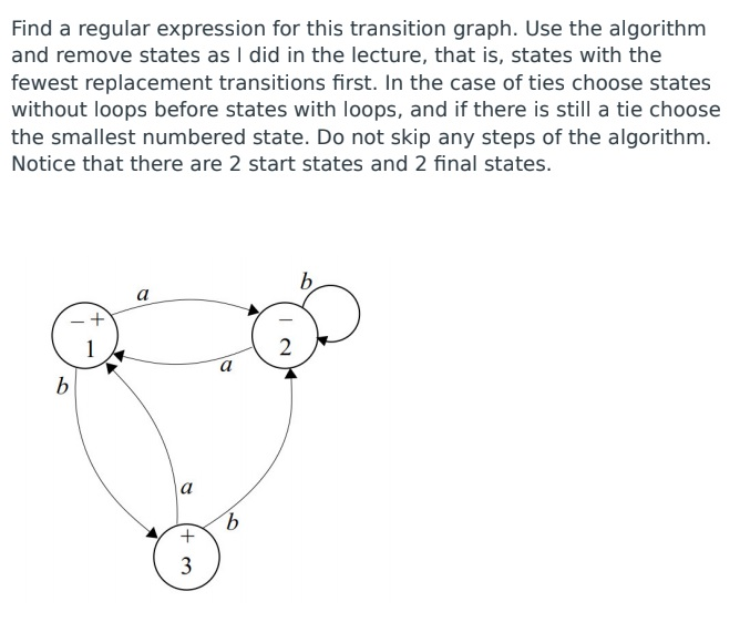 Find a regular expression for this transition graph. | Chegg.com