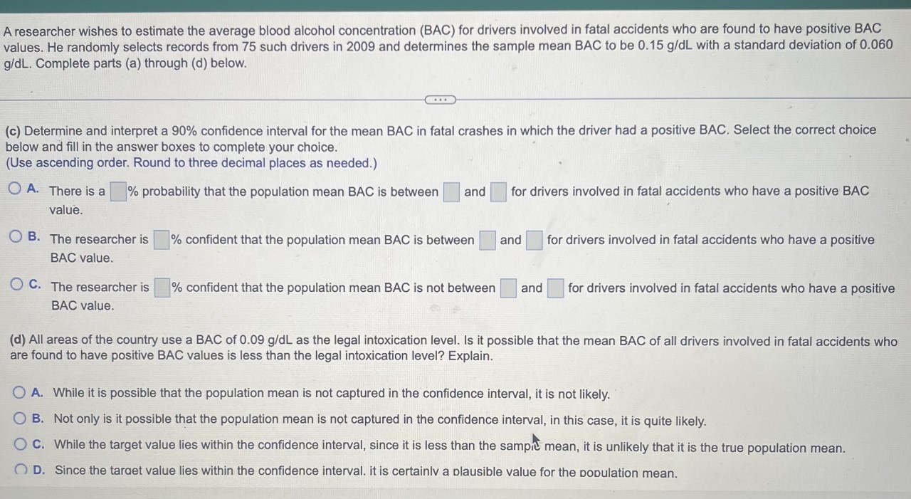 Solved A researcher wishes to estimate the average blood | Chegg.com