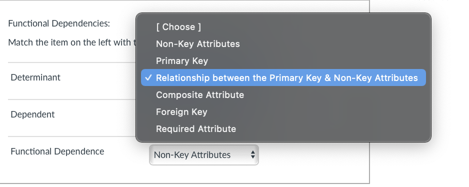Solved Functional Dependencies: Match the item on the left | Chegg.com
