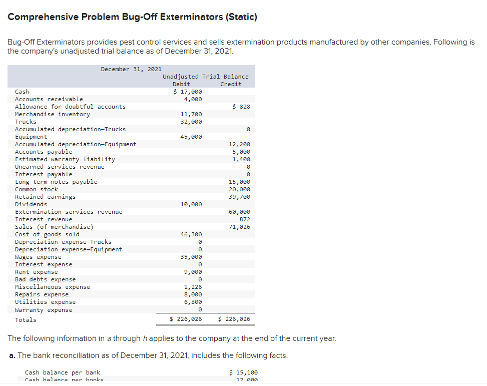 Comprehensive Problem Bug-Off Exterminators (Static) | Chegg.com