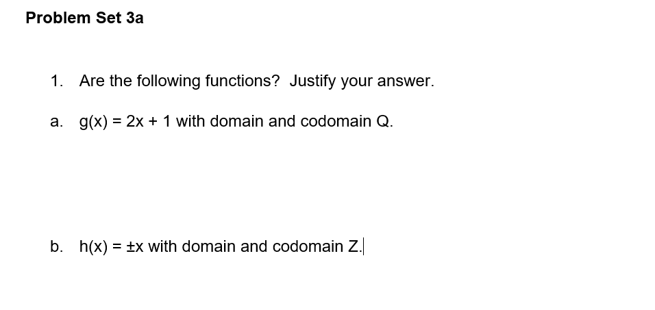 Solved Problem Set 3a 1. Are the following functions? | Chegg.com