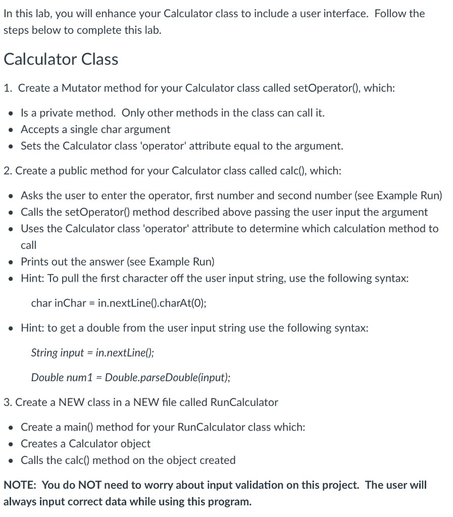 Solved Enhanced Calculator into Java Class Using the classes | Chegg.com