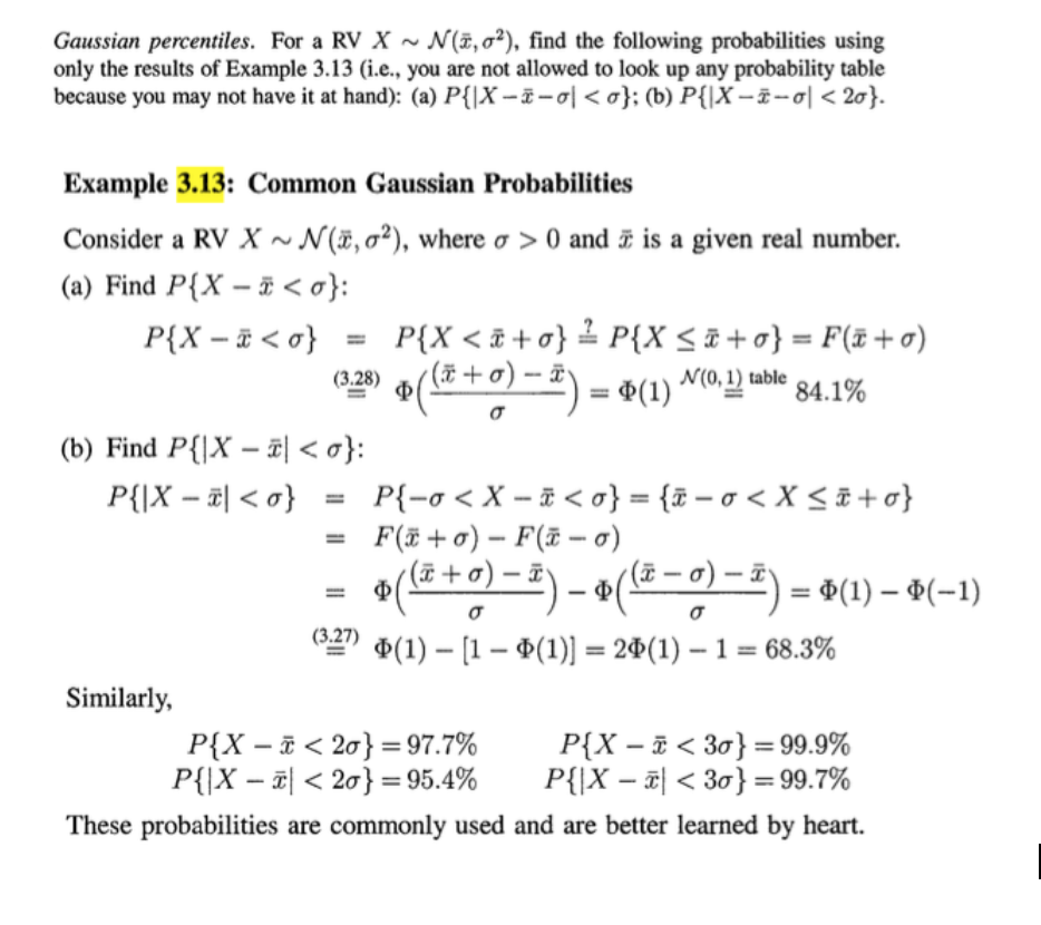 Solved Gaussian Percentiles For A Rv X Ni O Find The Chegg Com