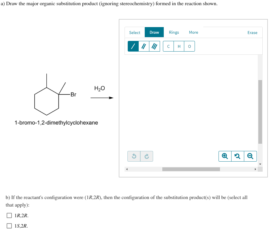 Solved A) Draw The Major Organic Substitution Product 