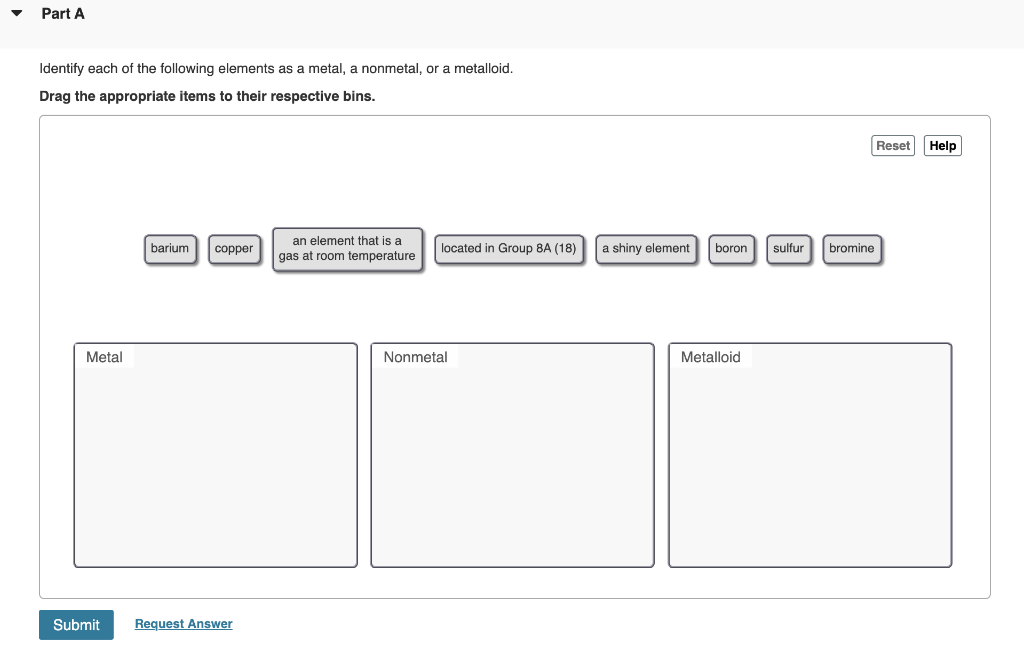 Solved Part A Identify each of the following elements as a | Chegg.com