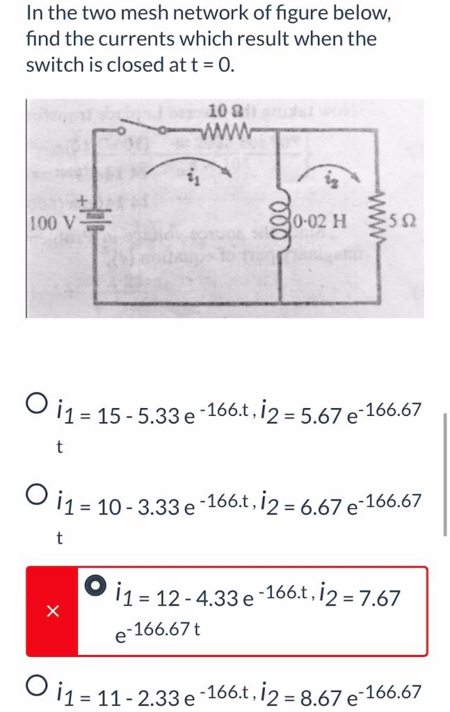 Solved In the two mesh network of figure below, find the | Chegg.com