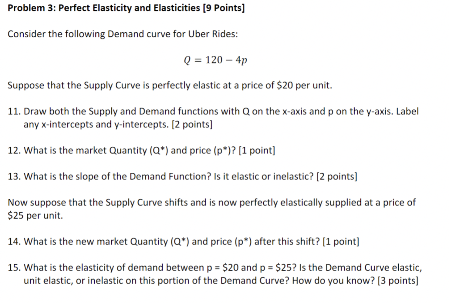 Solved Problem 3: Perfect Elasticity and Elasticities [9 | Chegg.com