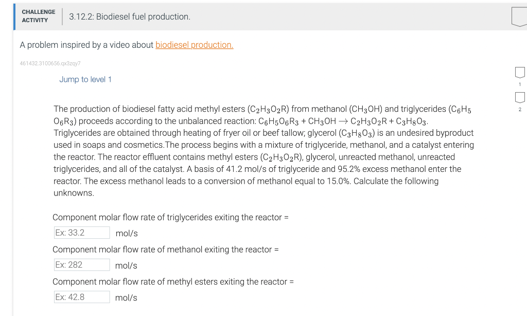 [Solved] The production of biodiesel fatty acid methyl es