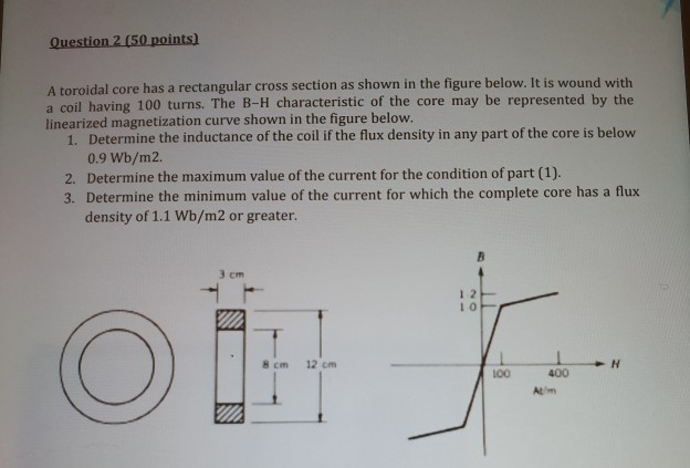 Solved Question 2 50 Points A Toroidal Core Has A 7898