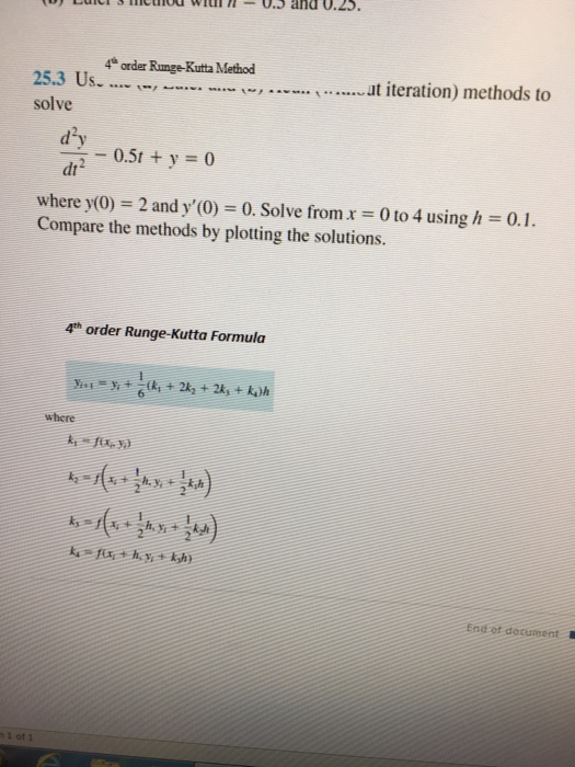 Solved use 4th order RungeKutta formula methods to solve (I