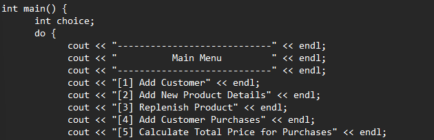 Solved menu implementation for this menu section THIS IS FOR | Chegg.com