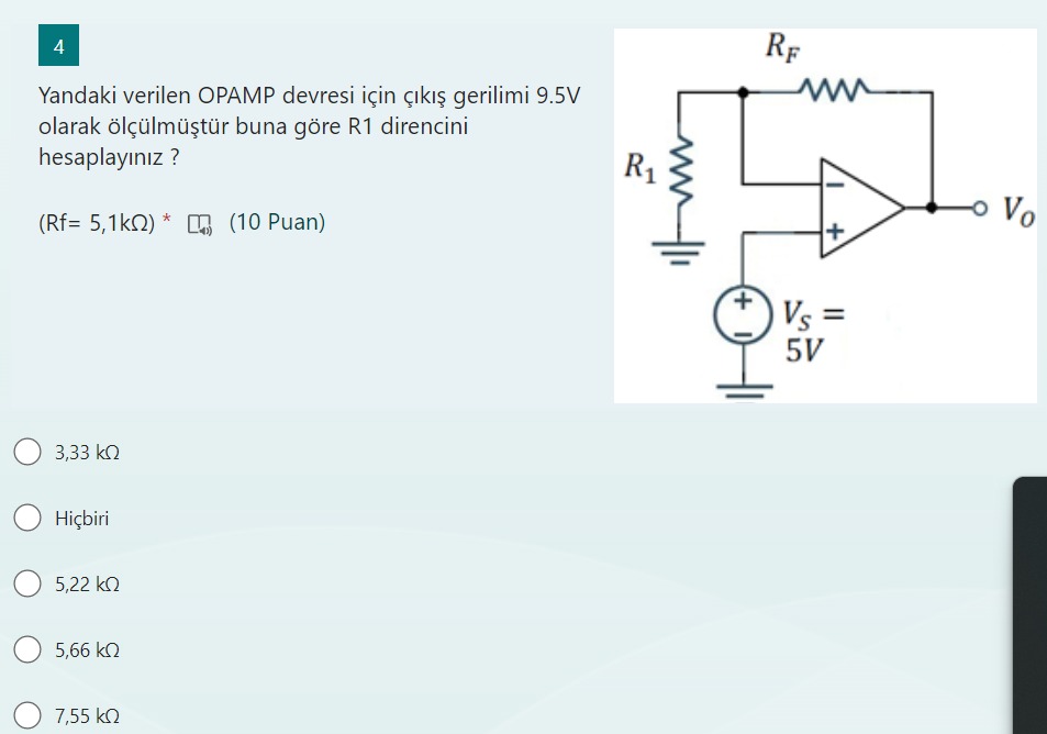 Solved Yandaki verilen OPAMP devresi için çıkış gerilimi | Chegg.com