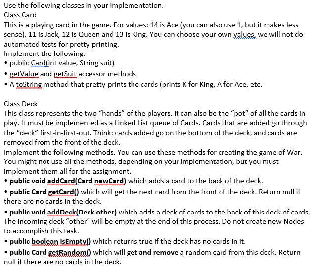 Solved NEED HELP TO WRITE JAVA CODE FOR THE IMPLEMENTATION