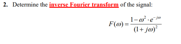 Solved 2. Determine the inverse Fourier transform of the | Chegg.com