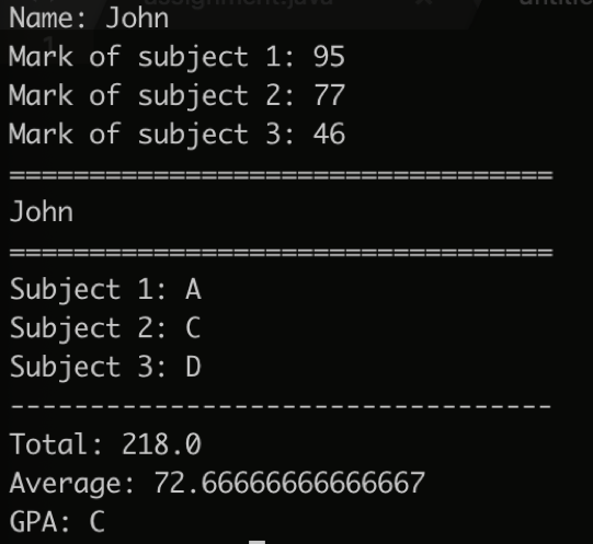 Solved Java Please First Enter Student Name And The Mark Java Please First Enter Student Name