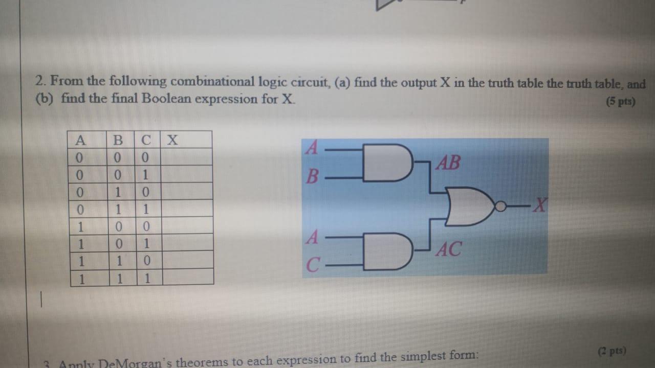 Solved 2. From The Following Combinational Logic Circuit, | Chegg.com