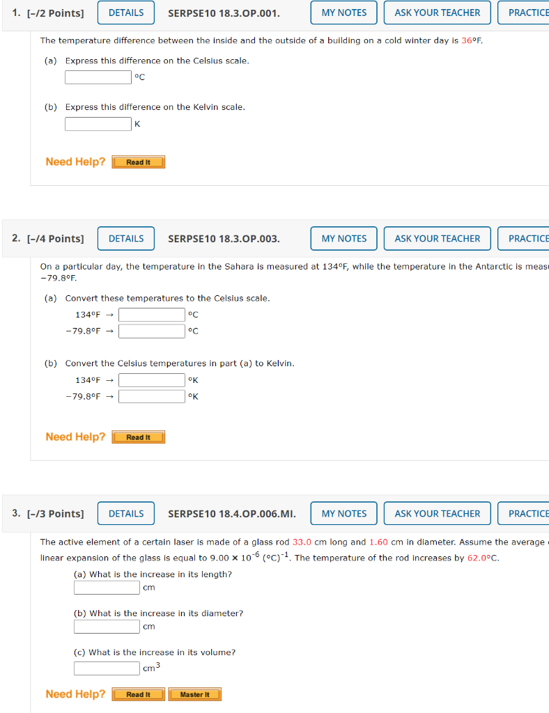 Solved 1. (-/2 Points] DETAILS SERPSE10 18.3.OP.001. MY | Chegg.com